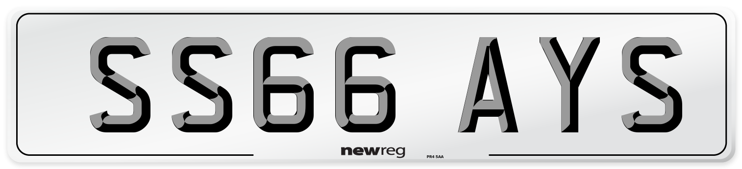 SS66 AYS Number Plate from New Reg